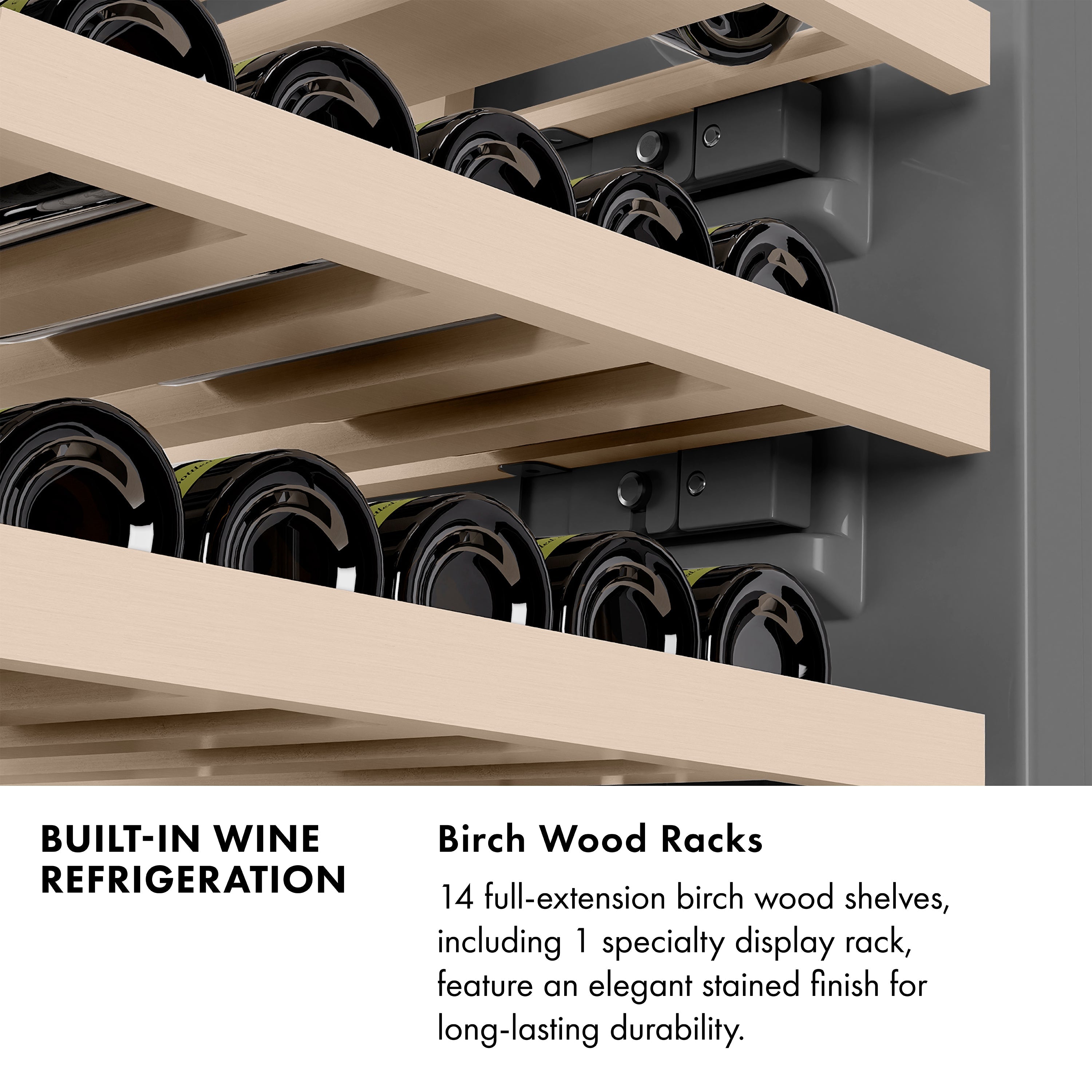 ZLINE Autograph 24" 12.4 cu. ft. Triple Zone 100 Bottle Column Wine Cooler in Stainless Steel and Matte Black Accents, RCWVZ-304-24-MB