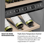 ZLINE Autograph 18" 9.0 cu. ft. Triple Zone 68 Bottle Panel Ready Left Hinge Column Wine Cooler with Matte Black Accents, RBCWVLZ-18-MB