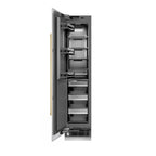 ZLINE Autograph 18" 8.6 cu. ft. Left Hinge Column Freezer in Satin Stainless Steel with Graphite Gray Interior and Champagne Bronze Accents, RCFVLZ-SN-18-CB