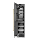 ZLINE Autograph 18" 8.6 cu. ft. Left Hinge Column Freezer in Satin Stainless Steel with Graphite Gray Interior and Polished Gold Accents, RCFVLZ-SN-18-G