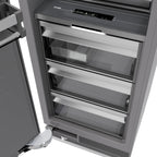 ZLINE Autograph 18" 8.6 cu. ft. Left Hinge Column Freezer in Satin Stainless Steel with Graphite Gray Interior and Matte Black Accents, RCFVLZ-SN-18-MB