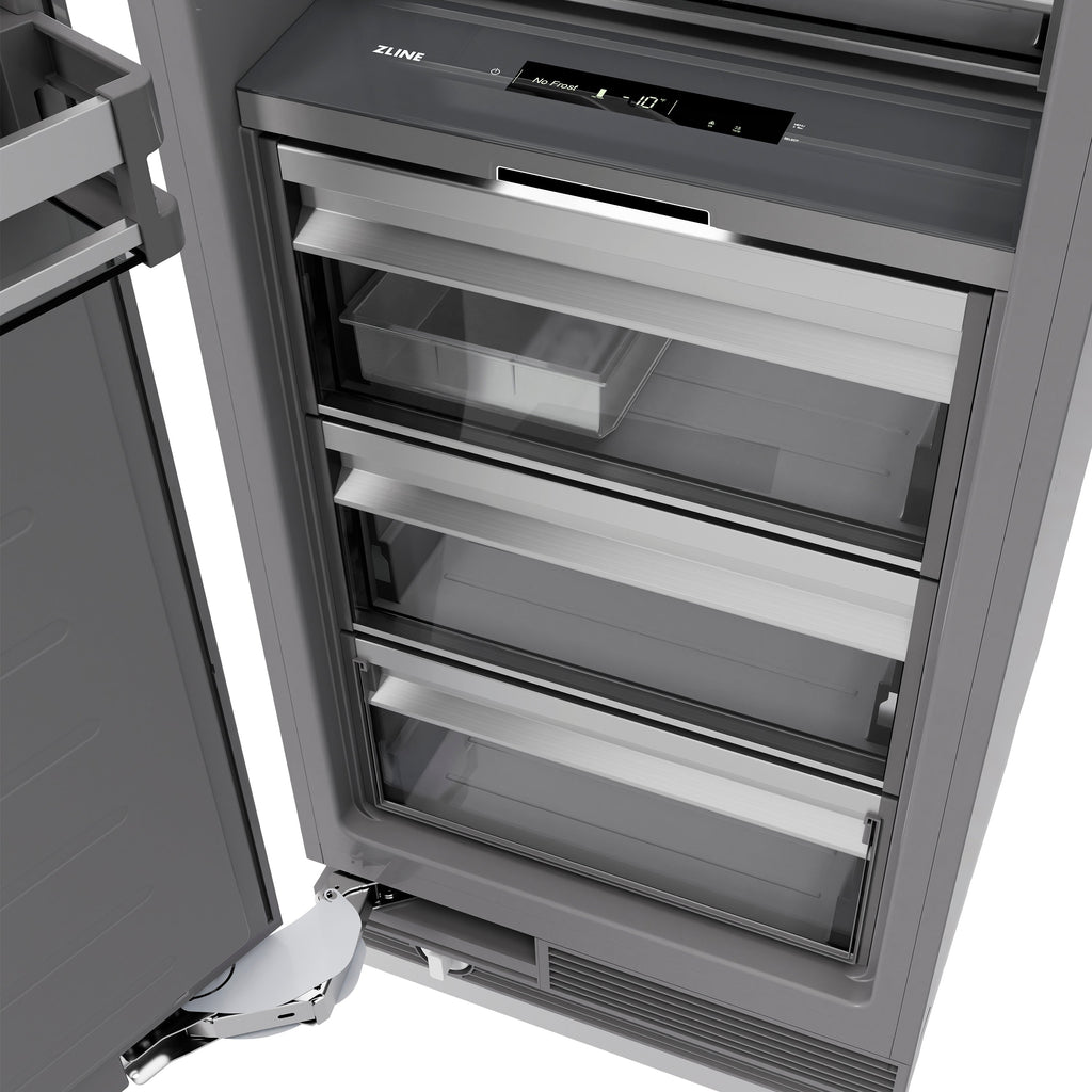 ZLINE 18" 8.6 cu. ft. Right Hinge Column Freezer in Satin Stainless Steel with Graphite Gray Interior, RCFVR-SN-18