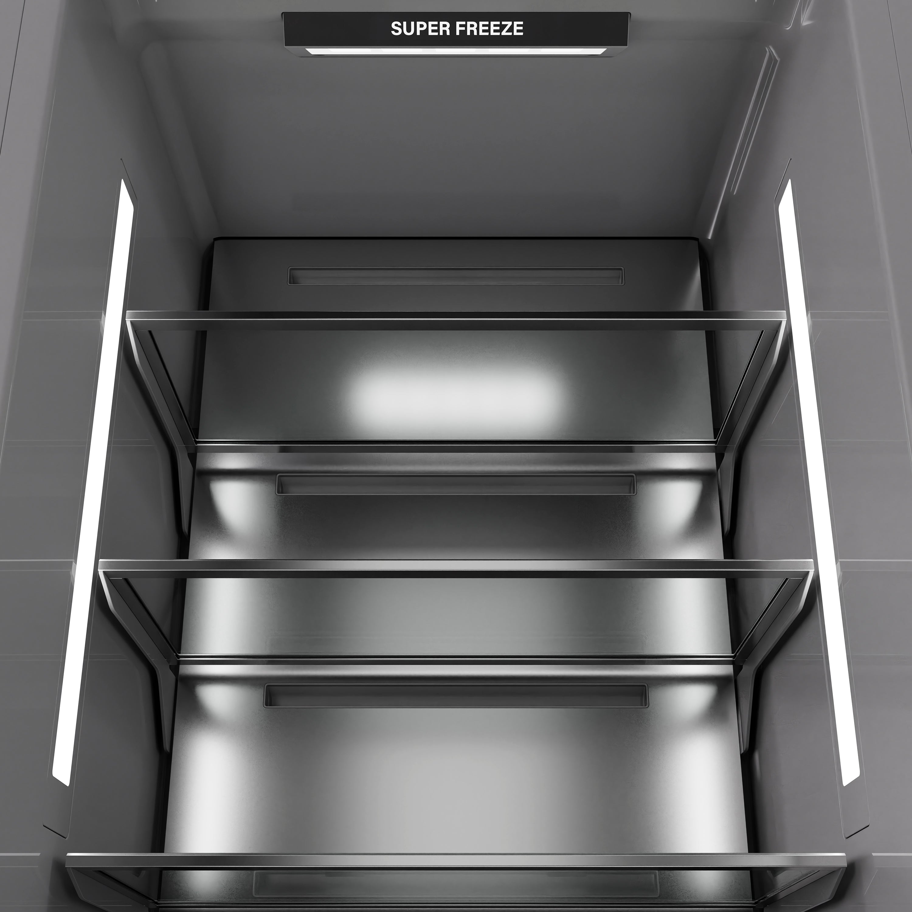 ZLINE Autograph 24" 12.4 cu. ft. Column Freezer in Satin Stainless Steel with Graphite Gray Interior and Champagne Bronze Accents, RCFVZ-SN-24-CB