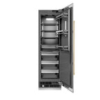 ZLINE 24 in. Column Refrigerator 12.5 cu. ft. Satin Stainless Steel, Graphite Gray Interior, Champagne Bronze Accents (RCRVZ-SN-24-CB)
