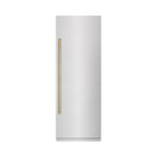 ZLINE 30 in. Column Refrigerator 16.7 Cu. Ft. Satin Stainless Steel, Graphite Gray Interior, Champagne Bronze Accents (RCRVZ-SN-30-CB)