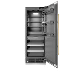 ZLINE 30 in. Column Refrigerator 16.7 cu. ft. Satin Stainless Steel with Graphite Gray Interior and Polished Gold Accents (RCRVZ-SN-30-G)