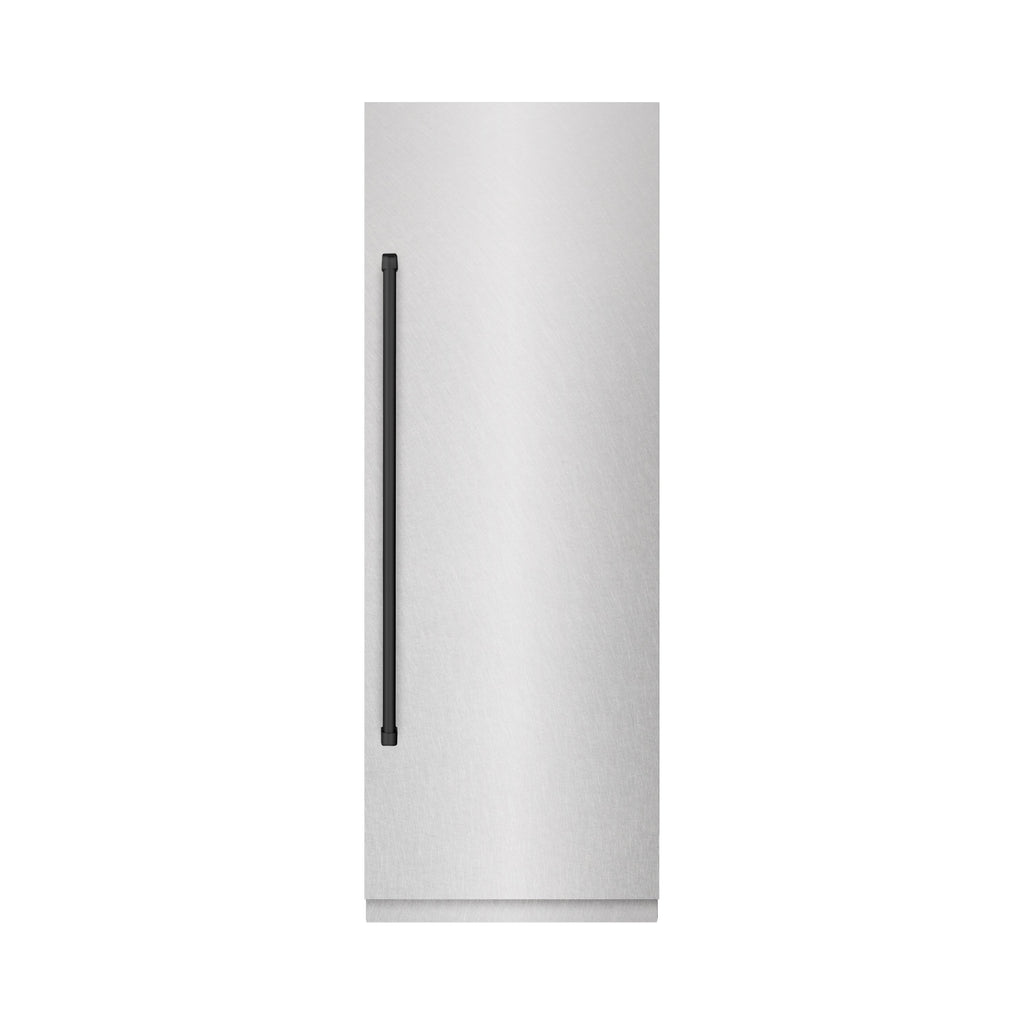 ZLINE 30 in. Column Refrigerator 16.7 cu. ft. Satin Stainless Steel Graphite Gray Interior Matte Black Accents (RCRVZ-SN-30-MB)
