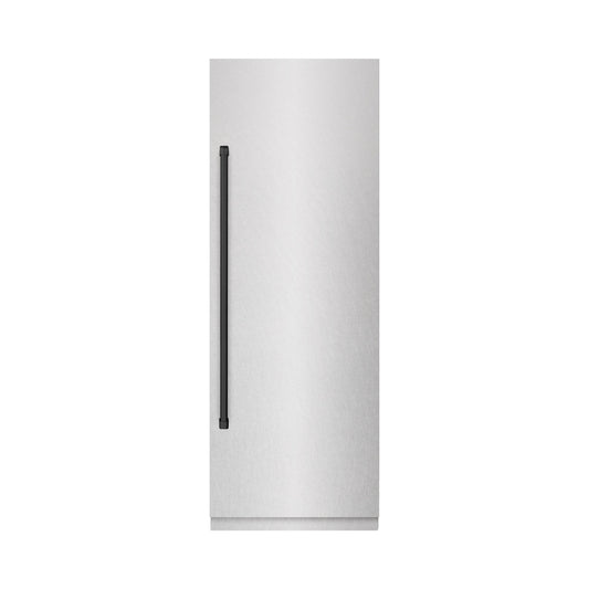 ZLINE 30 in. Column Refrigerator 16.7 cu. ft. Satin Stainless Steel Graphite Gray Interior Matte Black Accents (RCRVZ-SN-30-MB)