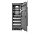 ZLINE 30 in. Column Refrigerator 16.7 cu. ft. Satin Stainless Steel Graphite Gray Interior Matte Black Accents (RCRVZ-SN-30-MB)
