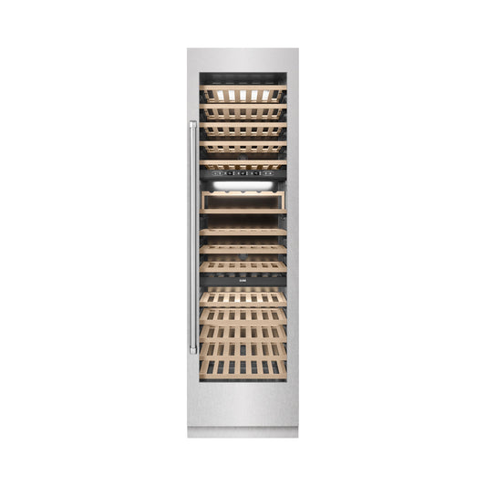 ZLINE 24" 12.4 cu. ft. Triple Zone 100 Bottle Column Wine Cooler in Satin Stainless Steel, RCWV-SN-24