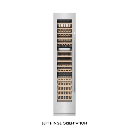 ZLINE 18" 9.0 cu. ft. Triple Zone 68 Bottle Left Hinge Column Wine Cooler in Satin Stainless Steel, RCWVL-SN-18