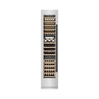 ZLINE Autograph 18" 9.0 cu. ft. Triple Zone 68 Bottle Left Hinge Column Wine Cooler in Satin Stainless Steel with Matte Black Accents, RCWVLZ-SN-18-MB