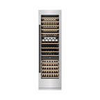 ZLINE Autograph 24" 12.4 cu. ft. Triple Zone 100 Bottle Column Wine Cooler in Satin Stainless Steel and Matte Black Accents, RCWVZ-SN-24-MB