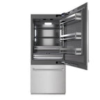 ZLINE 36 in. Built-In Bottom Freezer Refrigerator 19.8 cu. ft. Water Dispenser Ice Maker Satin Stainless Steel Graphite Gray Interior (GRBIT-SN-36)