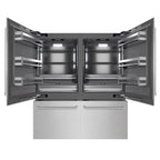 ZLINE 72 in. French Door Built-In Bottom Freezer Refrigerator 39.6 cu. ft. Water Dispensers Ice Makers Satin Stainless Steel Graphite Gray Interior (GRBIT-SN-72)