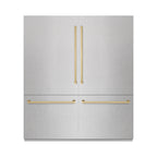 ZLINE 72 in. French Door Built-In Bottom Freezer Refrigerator 39.6 Cu. Ft. Water Dispensers Ice Makers Satin Stainless Steel Champagne Bronze Accents (GRBITZ-SN-72-CB)