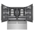 ZLINE 72 in. French Door Built-In Bottom Freezer Refrigerator 39.6 Cu. Ft. Water Dispensers, Ice Makers, Satin Stainless Steel, Graphite Gray Interior, Matte Black Accents (GRBITZ-SN-72-MB)