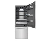 ZLINE 30 in. Built-In Bottom Freezer Refrigerator 16.1 cu. ft. with Water Dispenser, Ice Maker, Satin Stainless Steel, Graphite Gray Interior (GRBIV-SN-30)