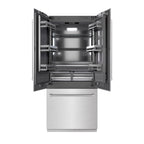 ZLINE 36 in. French Door Built-In Bottom Freezer Refrigerator 19.6 cu. ft. with Water Dispenser, Ice Maker, Satin Stainless Steel, Graphite Gray Interior (GRBIV-SN-36)