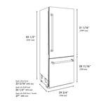 ZLINE 30 in. Built-In Bottom Freezer Refrigerator 16.1 cu. ft. Water Dispenser Ice Maker Satin Stainless Steel Matte Black Accents (GRBIVZ-SN-30-MB)
