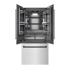 ZLINE 36 in. French Door Built-In Bottom Freezer Refrigerator 19.6 Cu. Ft. Water Dispenser Ice Maker Matte Black Accents Satin Stainless Steel (GRBIVZ-SN-36-MB)