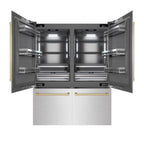 ZLINE 60 in. French Door Built-In Bottom Freezer Refrigerator 32.2 Cu. Ft. Water Dispenser Ice Maker Satin Stainless Steel Graphite Gray Interior Champagne Bronze Accents (GRBIVZ-SN-60-CB)