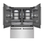 ZLINE 60 in. French Door Built-In Bottom Freezer Refrigerator 32.2 Cu. Ft. with Water Dispenser, Ice Maker, Satin Stainless Steel, Graphite Gray Interior, Matte Black Accents (GRBIVZ-SN-60-MB)