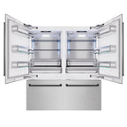 ZLINE 72 in. French Door Built-In Bottom Freezer Refrigerator 39.6 cu. ft. Dual Water Dispensers Ice Makers Satin Stainless Steel Matte Black Accents (RBITZ-SN-72-MB)