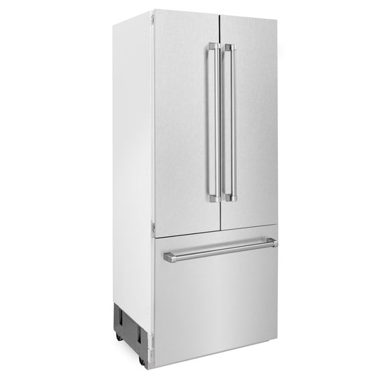 ZLINE 36-Inch Built-In French Door Refrigerator 19.6 Cu. Ft. Bottom Freezer with Water Dispenser & Ice Maker Satin Stainless Steel (RBIV-SN-36)