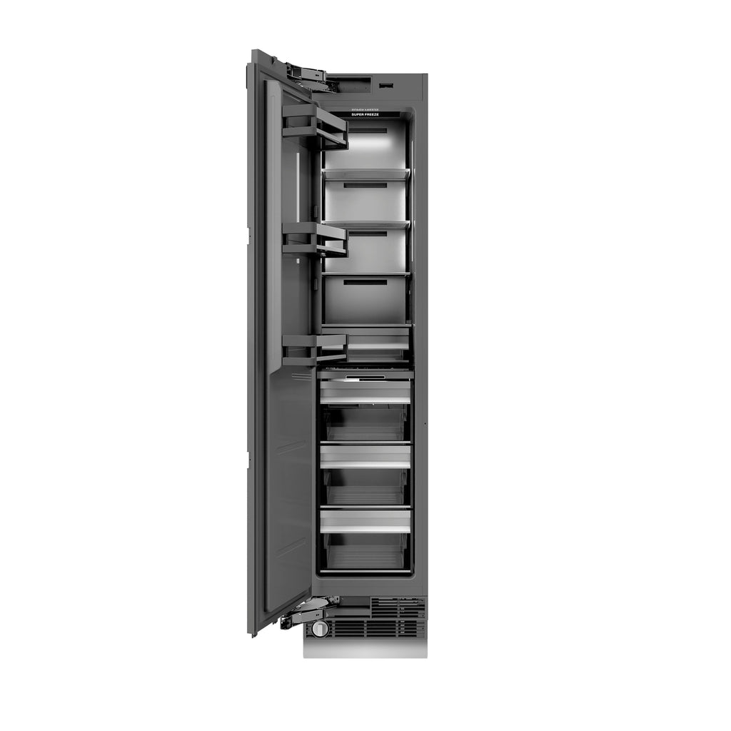 ZLINE Autograph 18" 8.6 cu. ft. Panel Ready Left Hinge Column Freezer with Graphite Gray Interior and Champagne Bronze Accents, RBCFVLZ-18-CB