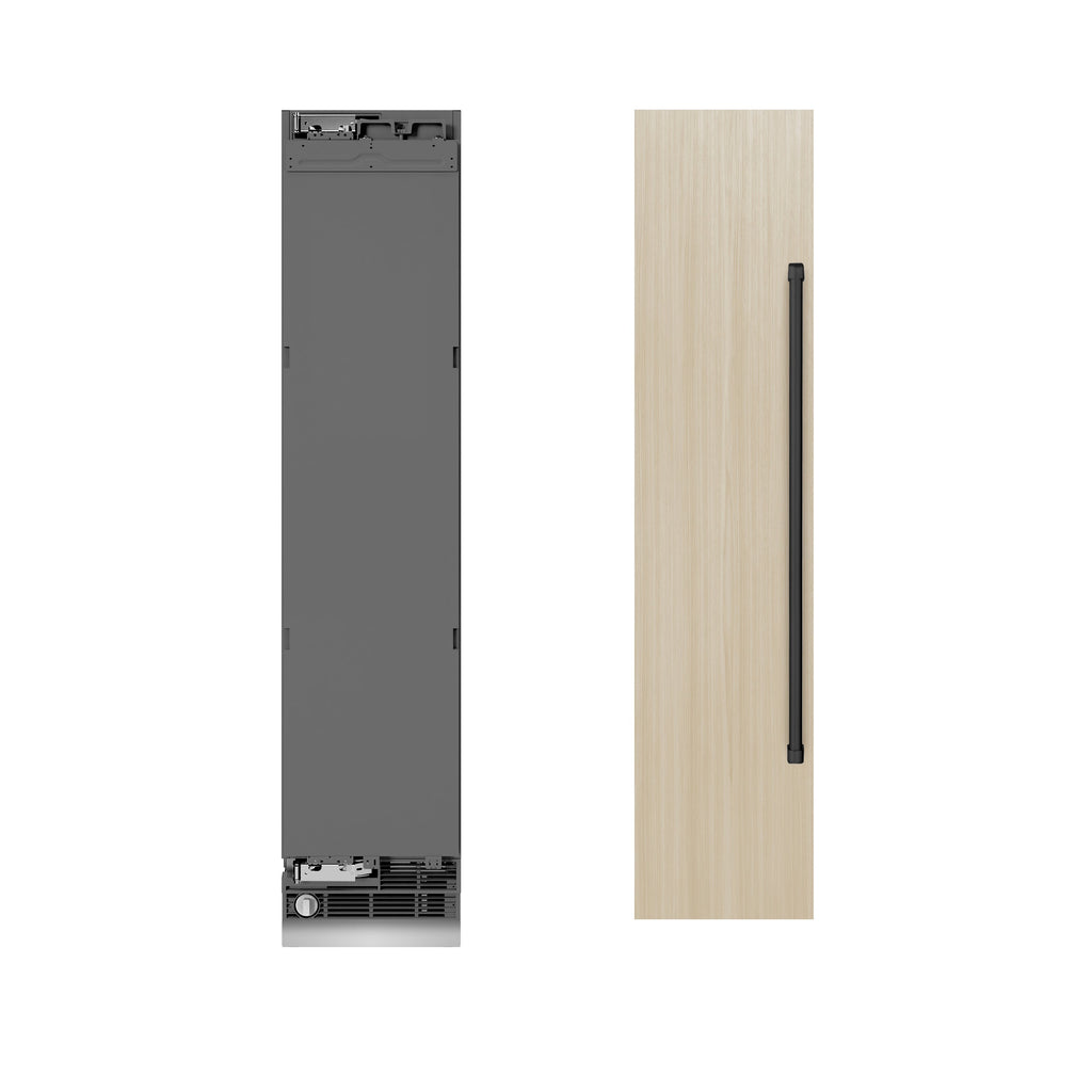 ZLINE Autograph 18" 8.6 cu. ft. Panel Ready Left Hinge Column Freezer with Graphite Gray Interior and Matte Black Accents, RBCFVLZ-18-MB