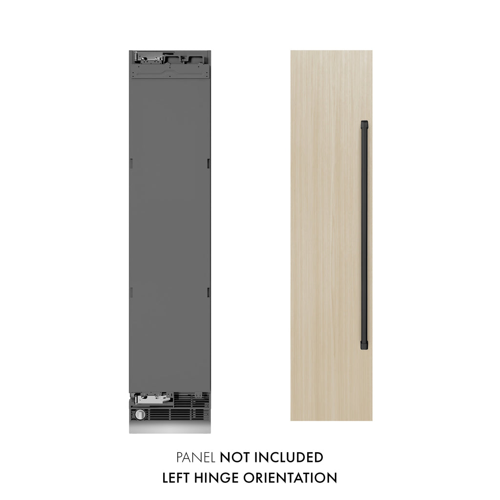 ZLINE Autograph 18" 8.6 cu. ft. Panel Ready Left Hinge Column Freezer with Graphite Gray Interior and Matte Black Accents, RBCFVLZ-18-MB