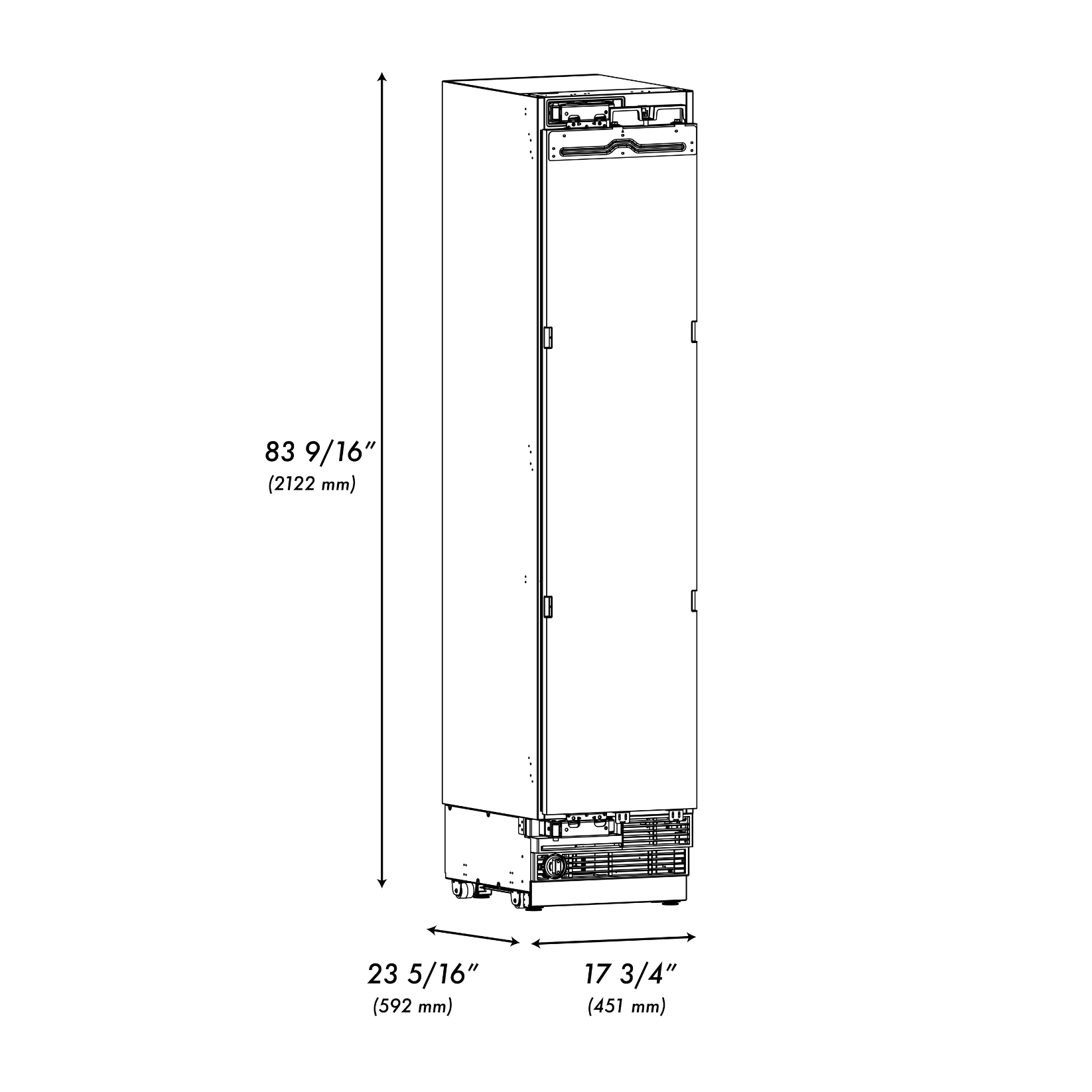 ZLINE Autograph 18" 8.6 cu. ft. Panel Ready Right Hinge Column Freezer with Graphite Gray Interior and Champagne Bronze Accents, RBCFVRZ-18-CB