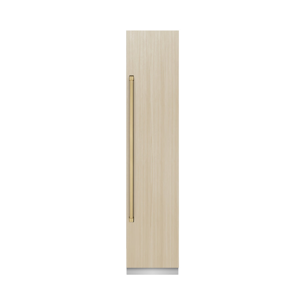 ZLINE Autograph 18" 8.6 cu. ft. Panel Ready Right Hinge Column Freezer with Graphite Gray Interior and Champagne Bronze Accents, RBCFVRZ-18-CB