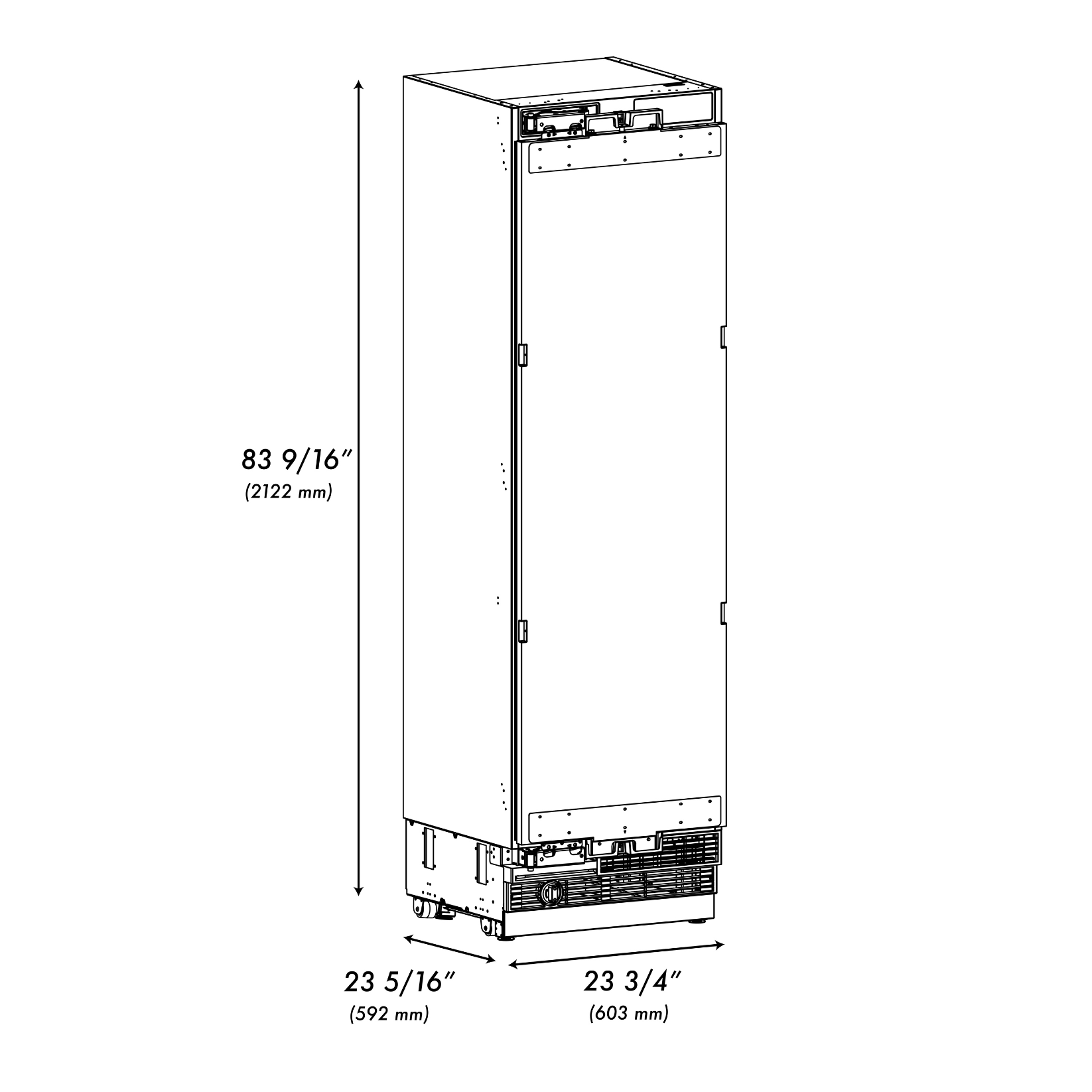 ZLINE Autograph 24" 12.4 cu. ft. Panel Ready Column Freezer with Graphite Gray Interior and Champagne Bronze Accents, RBCFVZ-24-CB