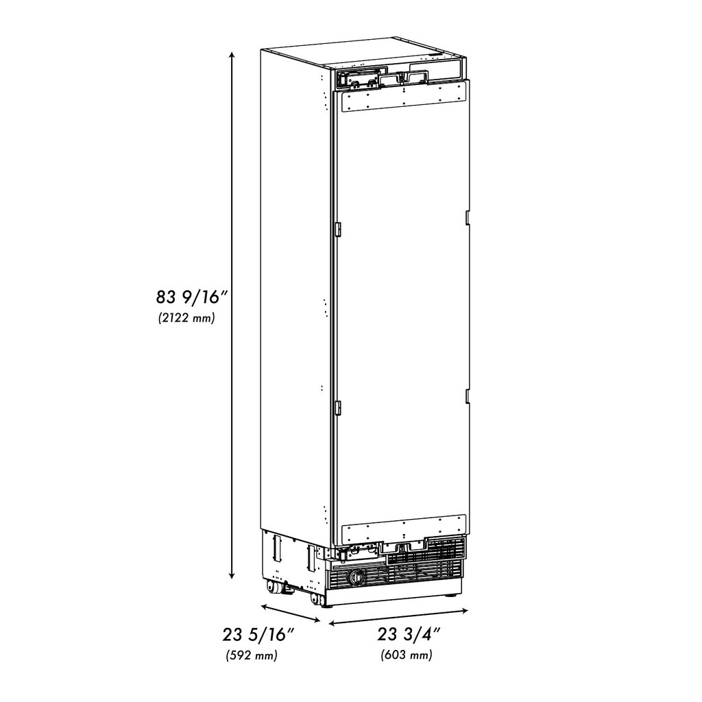 ZLINE 24 in. Column Refrigerator, Panel Ready, 12.5 Cu. Ft., Graphite Gray Interior (RBCRV-24)