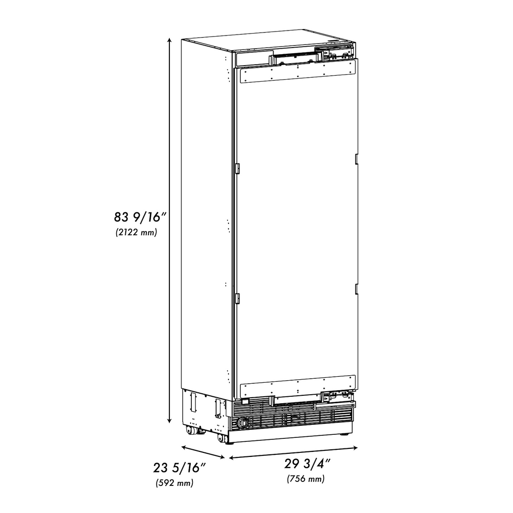 ZLINE 30 in. Column Refrigerator 16.7 Cu. Ft. Panel Ready Graphite Gray Interior (RBCRV-30)