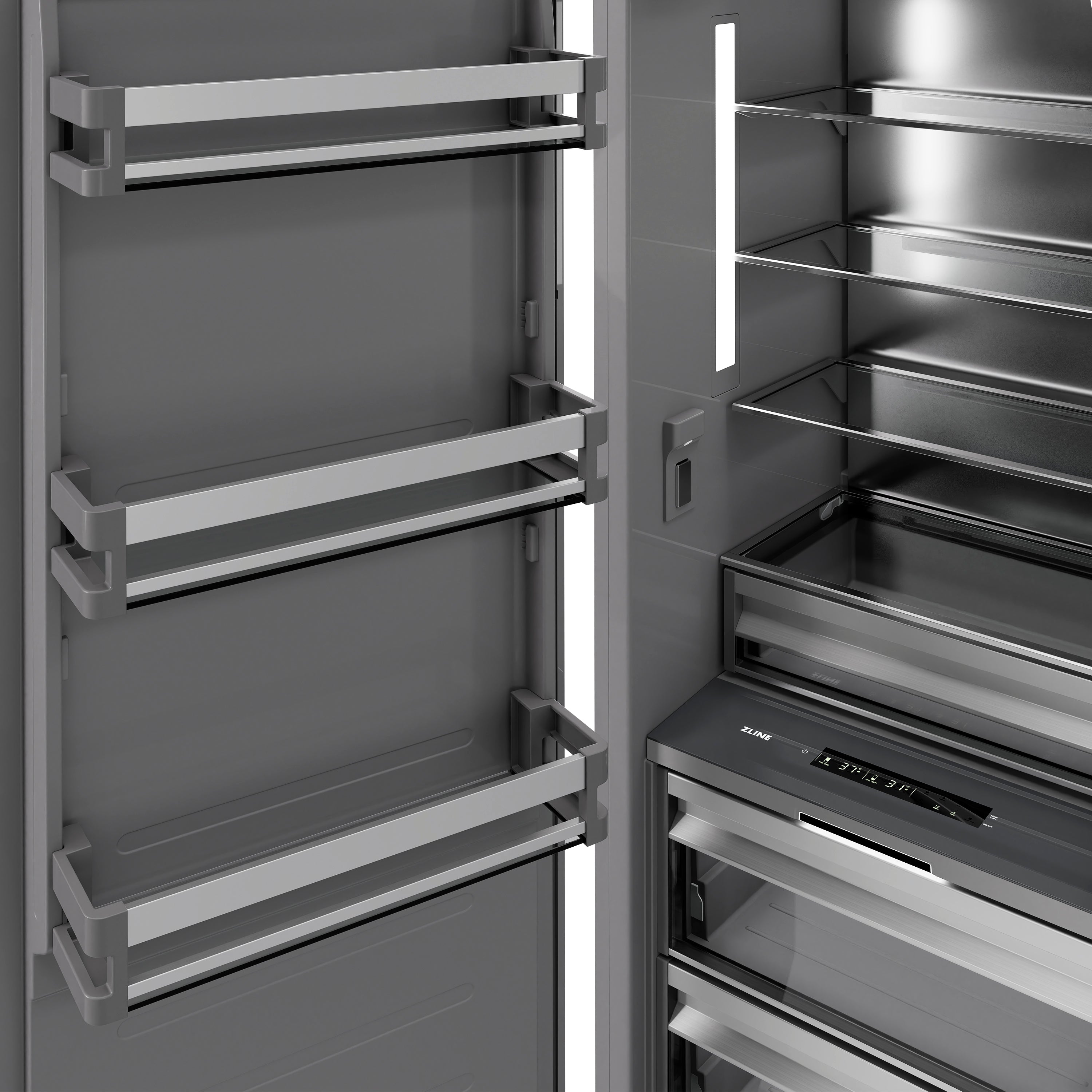 ZLINE 24 in. Panel Ready Column Refrigerator 12.5 cu. ft. Champagne Bronze Accents Graphite Gray Interior (RBCRVZ-24-CB)