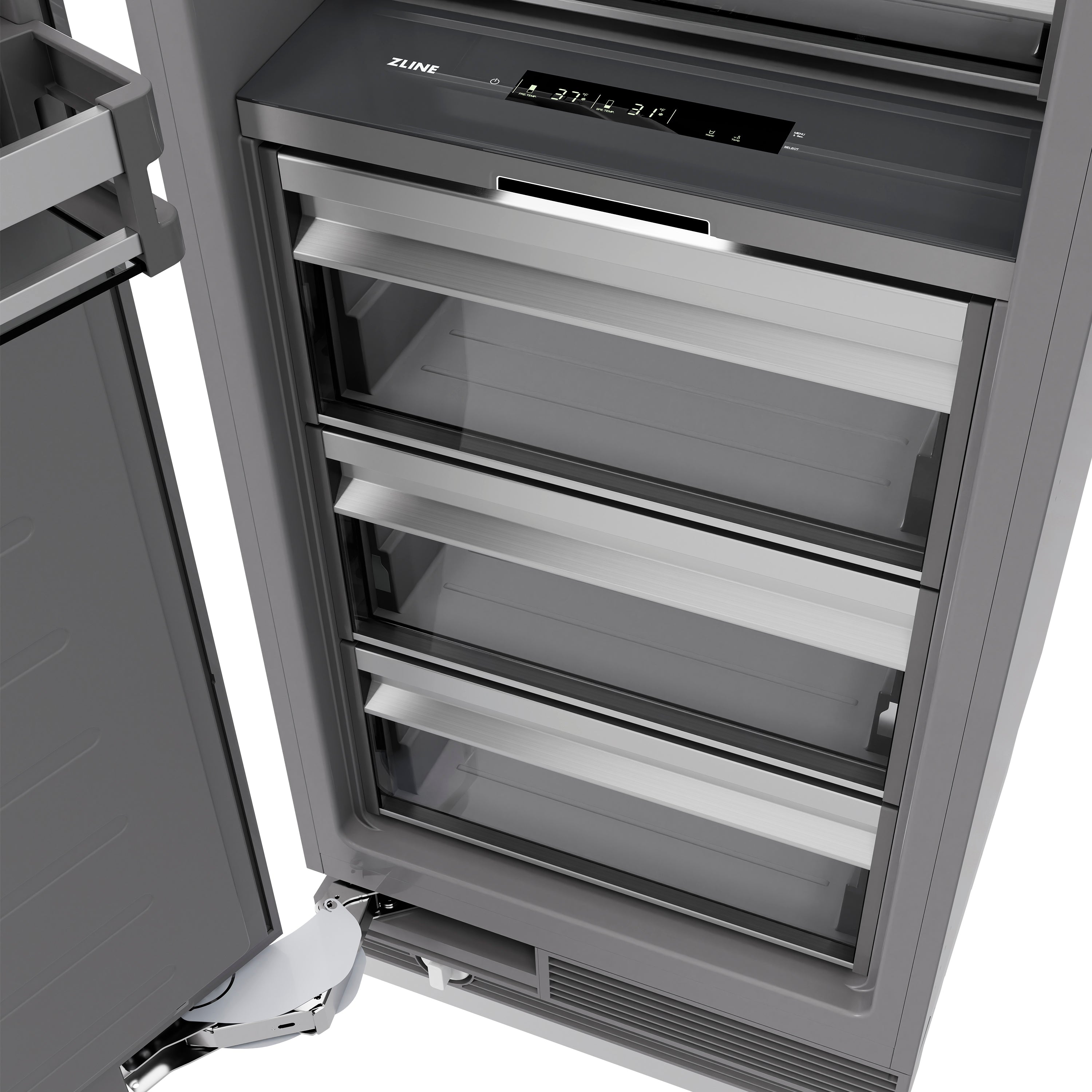 ZLINE 30 in. Panel Ready Column Refrigerator 16.7 cu. ft. Graphite Gray Interior Champagne Bronze Accents (RBCRVZ-30-CB)