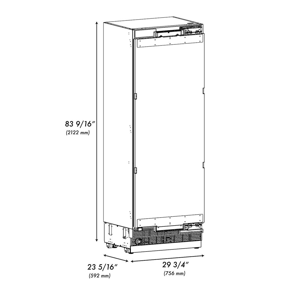 ZLINE 30 in. Panel Ready Column Refrigerator 16.7 Cu. Ft. Graphite Gray Interior Matte Black Accents (RBCRVZ-30-MB)