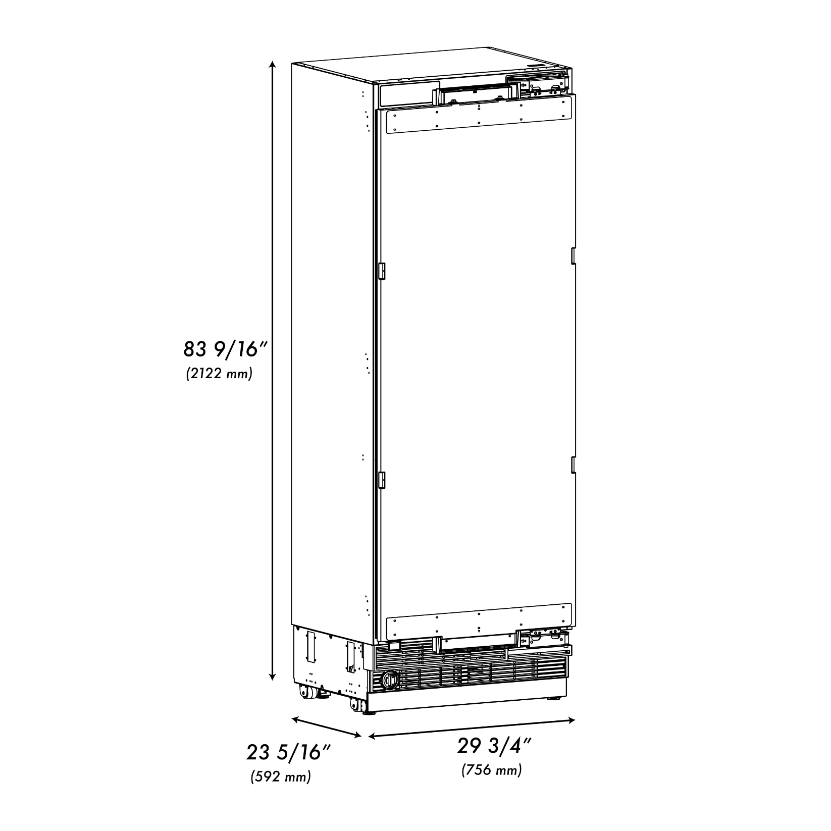 ZLINE 30 in. Panel Ready Column Refrigerator 16.7 Cu. Ft. Graphite Gray Interior Matte Black Accents (RBCRVZ-30-MB)