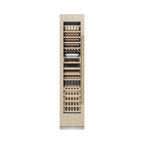 ZLINE Autograph 18" 9.0 cu. ft. Triple Zone 68 Bottle Panel Ready Left Hinge Column Wine Cooler with Champagne Bronze Accents, RBCWVLZ-18-CB