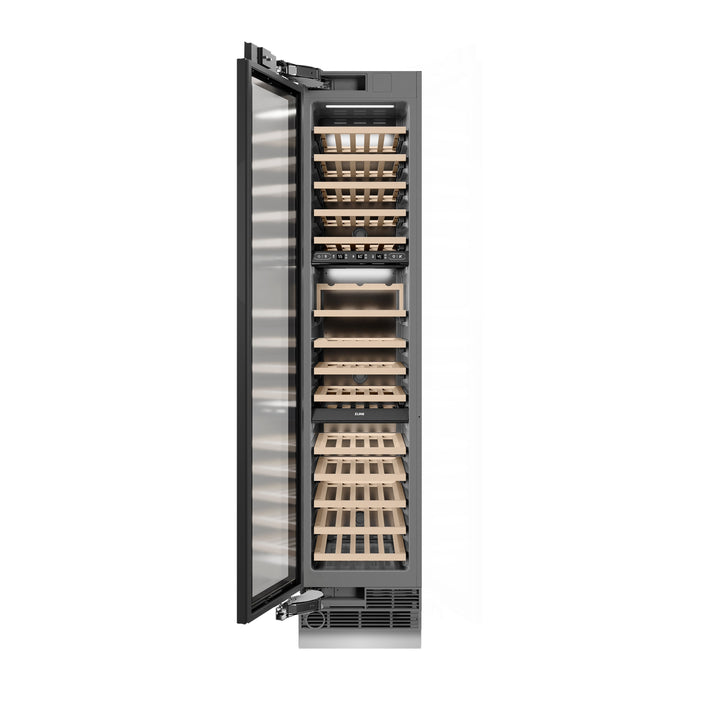 ZLINE Autograph 18" 9.0 cu. ft. Triple Zone 68 Bottle Panel Ready Left Hinge Column Wine Cooler with Matte Black Accents, RBCWVLZ-18-MB