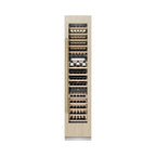 ZLINE Autograph 18" 9.0 cu. ft. Triple Zone 68 Bottle Panel Ready Right Hinge Column Wine Cooler with Champagne Bronze Accents, RBCWVRZ-18-CB