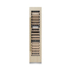 ZLINE Autograph 18" 9.0 cu. ft. Triple Zone 68 Bottle Panel Ready Right Hinge Column Wine Cooler with Champagne Bronze Accents, RBCWVRZ-18-CB