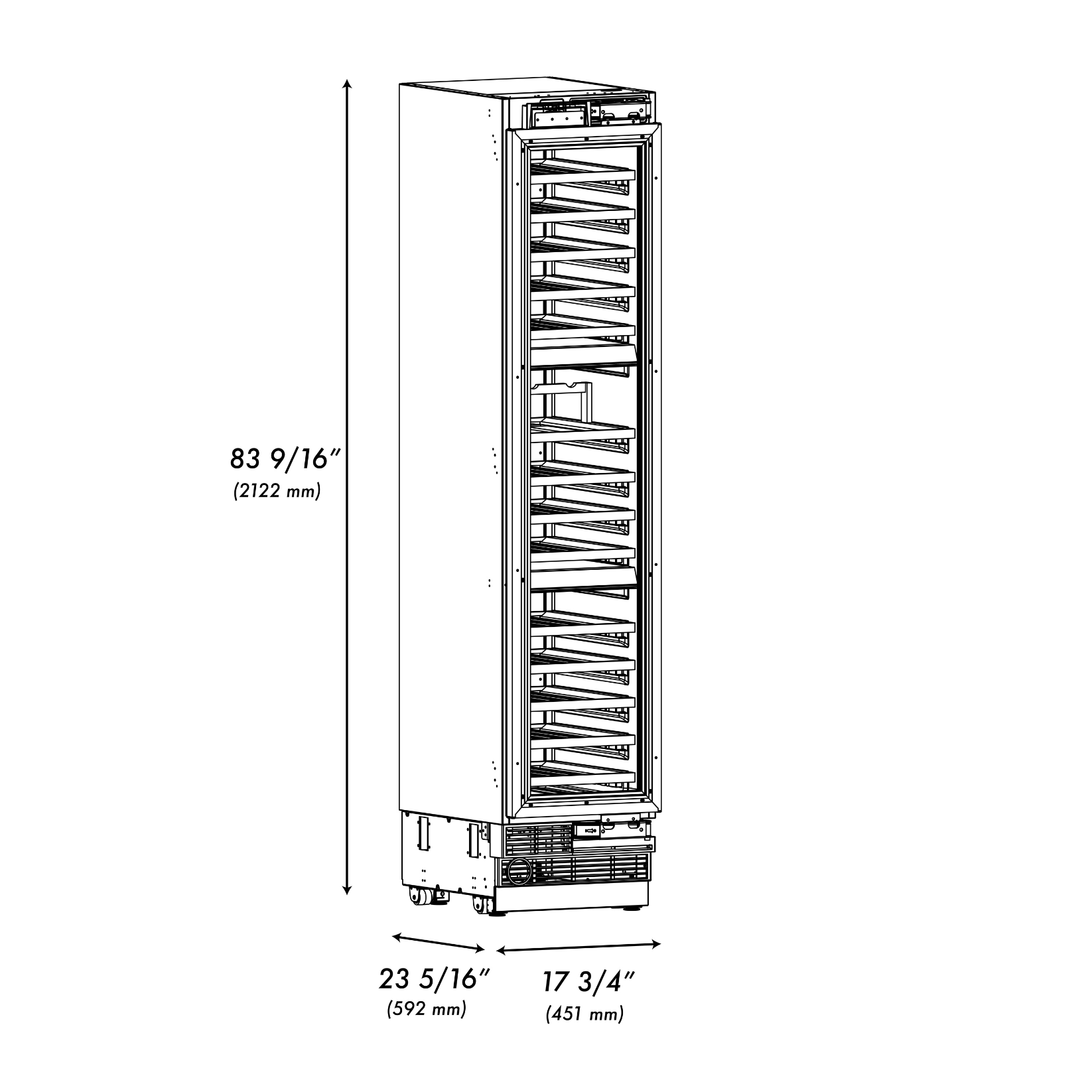 ZLINE Autograph 18" 9.0 cu. ft. Triple Zone 68 Bottle Panel Ready Right Hinge Column Wine Cooler with Polished Gold Accents, RBCWVRZ-18-G