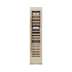 ZLINE Autograph 18" 9.0 cu. ft. Triple Zone 68 Bottle Panel Ready Right Hinge Column Wine Cooler with Polished Gold Accents, RBCWVRZ-18-G