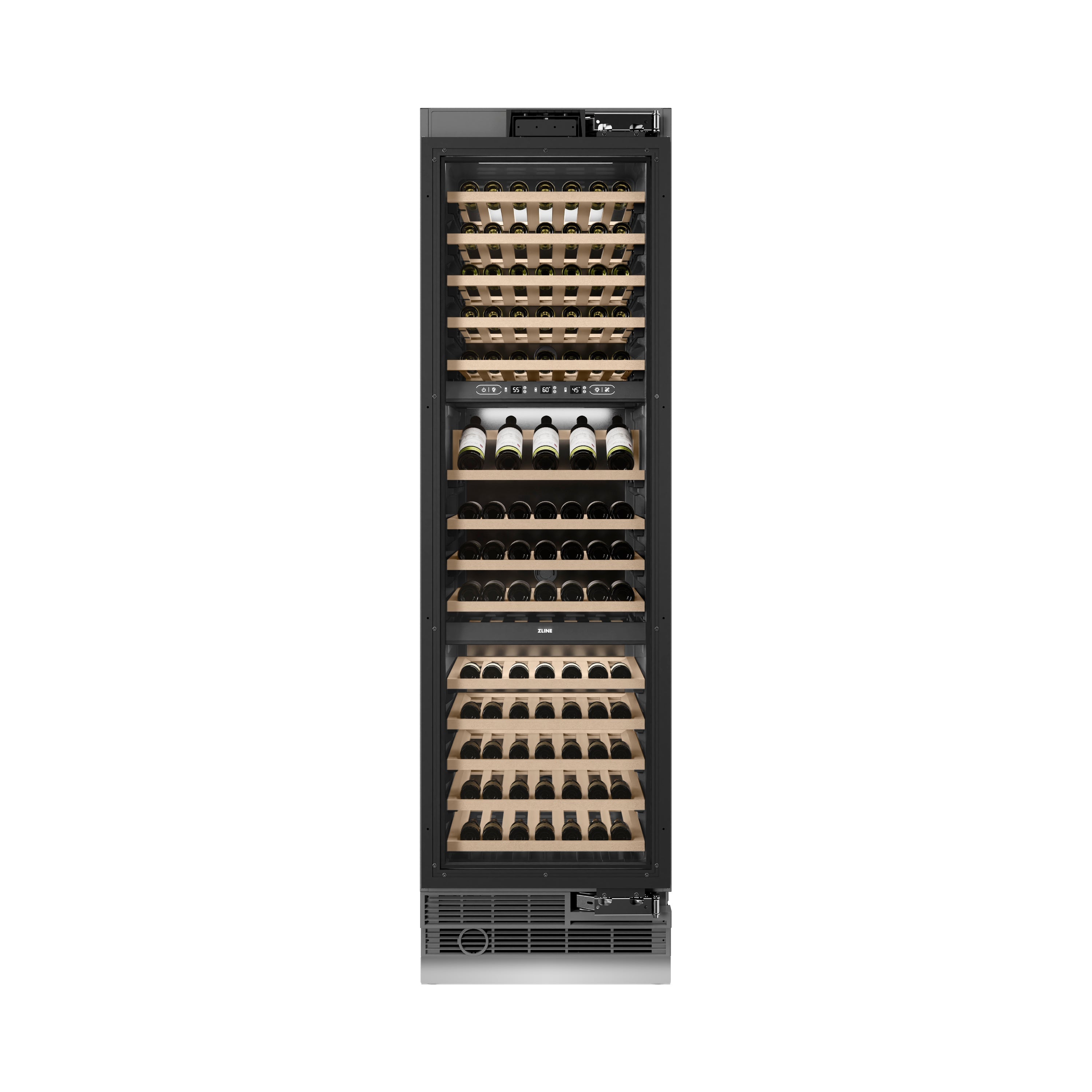 ZLINE Autograph 24" 12.4 cu. ft. Triple Zone 100 Bottle Panel Ready Column Wine Cooler with Champagne Bronze Accents, RBCWVZ-24-CB