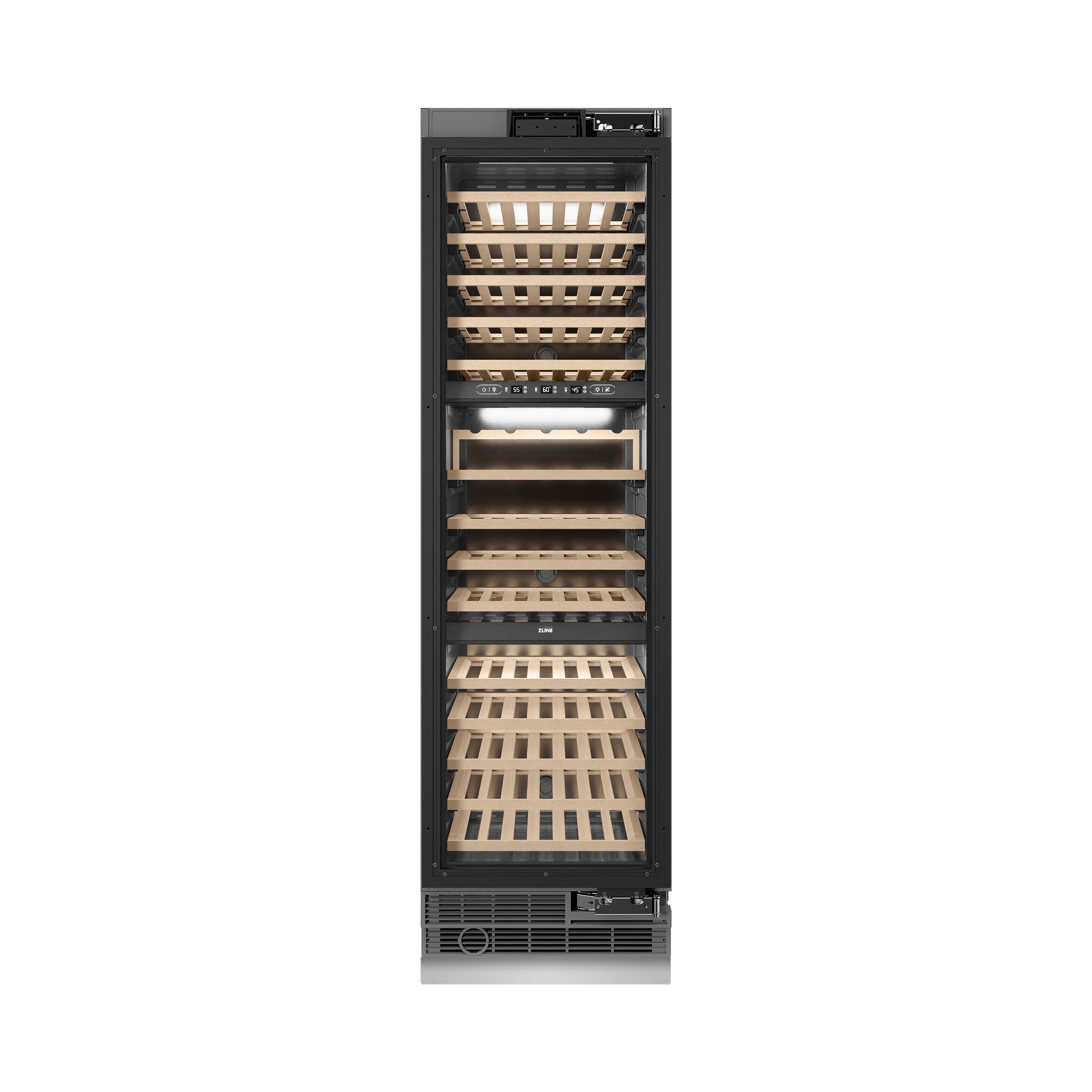 ZLINE Autograph 24" 12.4 cu. ft. Triple Zone 100 Bottle Panel Ready Column Wine Cooler with Champagne Bronze Accents, RBCWVZ-24-CB