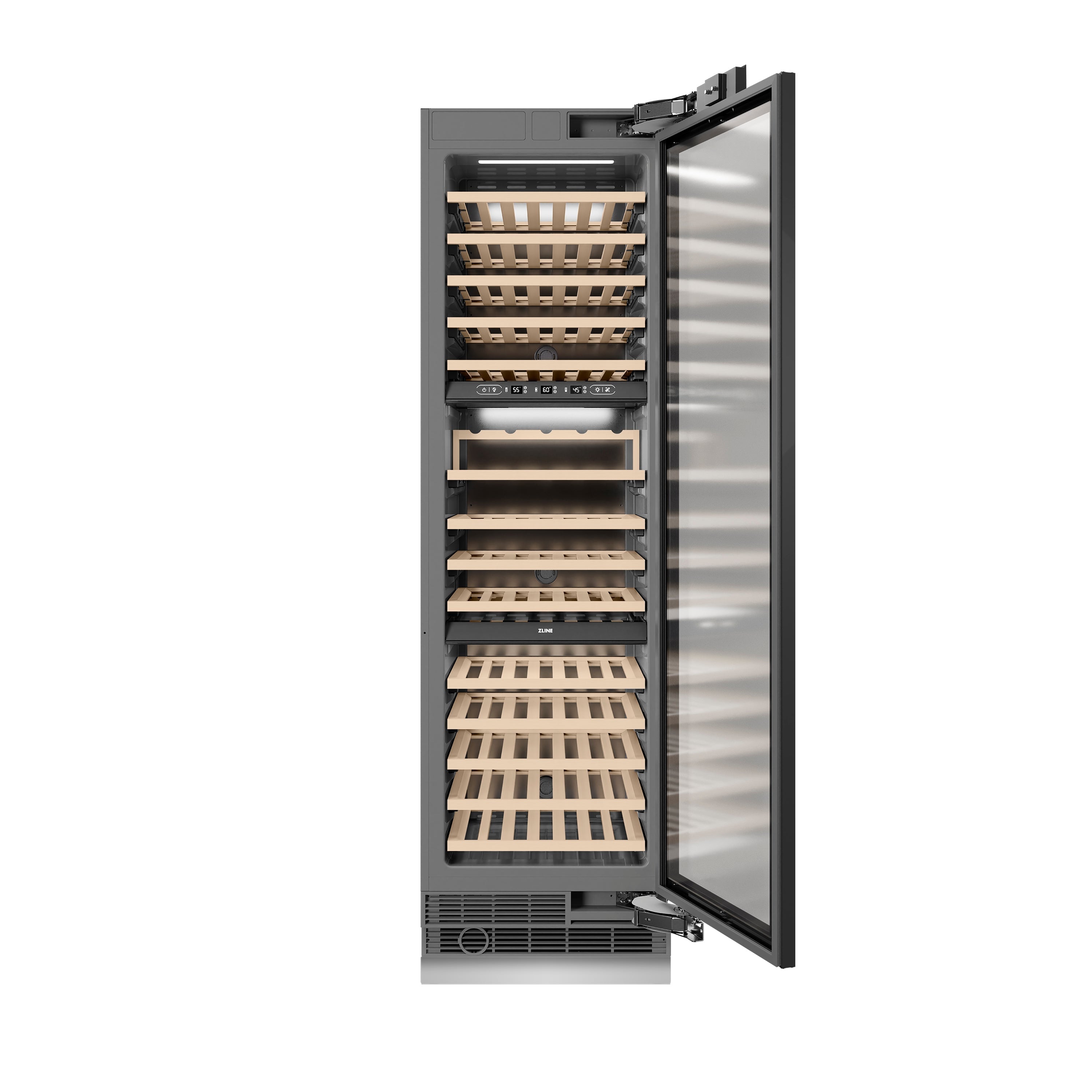 ZLINE Autograph 24" 12.4 cu. ft. Triple Zone 100 Bottle Panel Ready Column Wine Cooler with Champagne Bronze Accents, RBCWVZ-24-CB